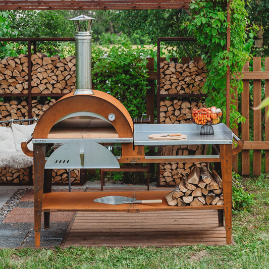 Grill Symbol - Wood Fired Pizza Oven with Stand and Side Table Pizzo-XL-Set - Timeout Gardens