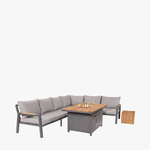 Stockholm Anthracite Outdoor Corner Seating Set including Fire Pit Table