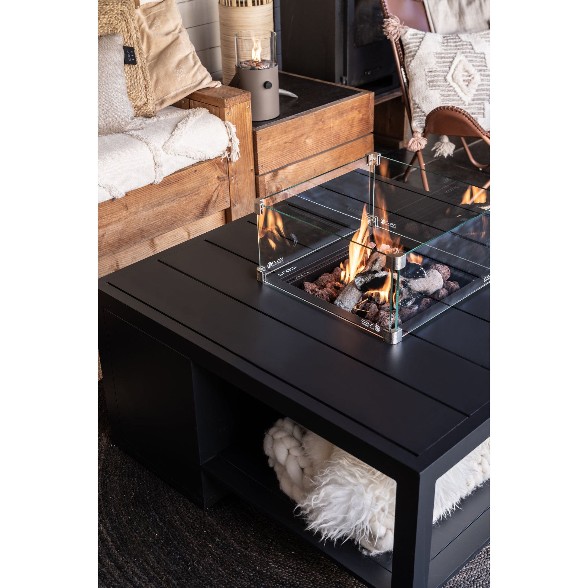 Cosi - Cosiflow 100 Square Anthracite Fire Pit Table - Timeout Gardens