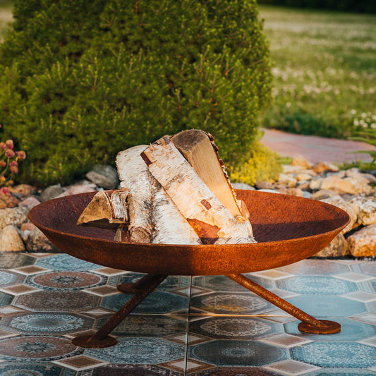 Grill Symbol - Corten Steel Fire Pit Alta, ø 67 cm - Timeout Gardens