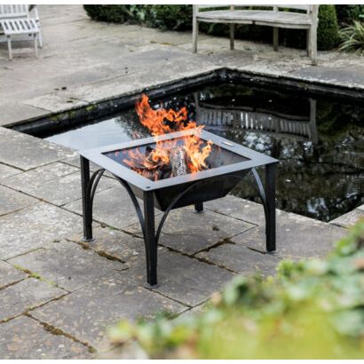 Firepits Uk - Box D Fire Pit with Two Swing Arm BBQ Racks - Timeout Gardens