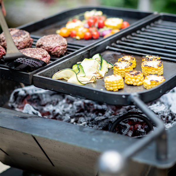 Firepits Uk - Box Tower with Log Store and Two Swing Arm BBQ Racks - Timeout Gardens