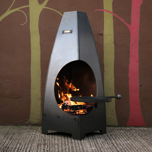 Firepits Uk - Circus Chiminea with Swing Arm BBQ Rack - Timeout Gardens