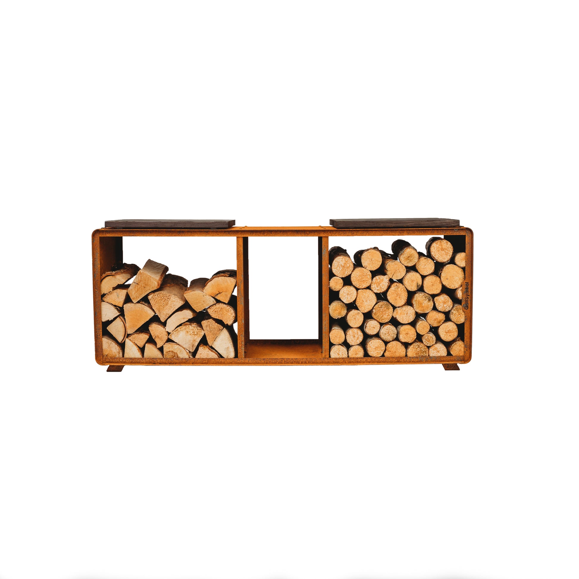 Grill Symbol - Corten Steel Firewood Rack Enzo Rack-L - Timeout Gardens