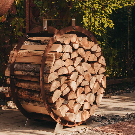 Grill Symbol - Corten Steel Firewood Basket Hugo, ø 58 cm - Timeout Gardens