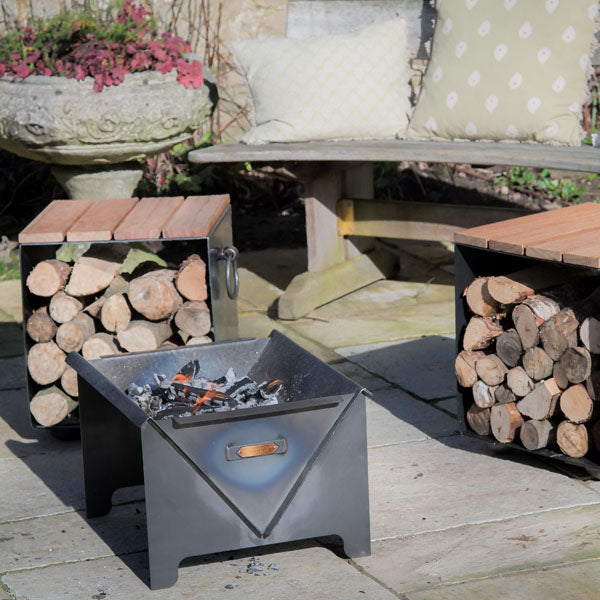 Firepits Uk - Log Store Seat Ash - Timeout Gardens