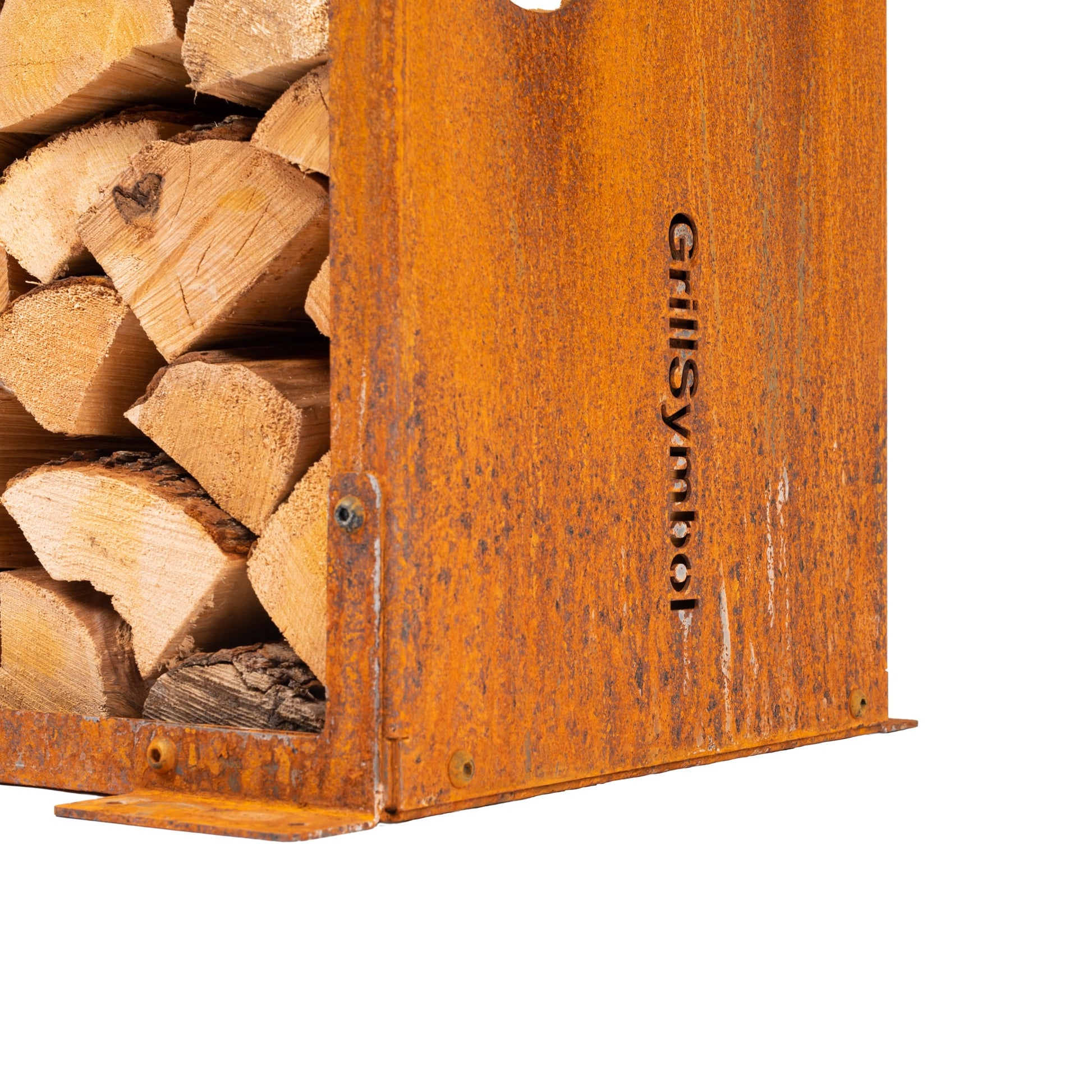 Grill Symbol - Corten Steel Firewood Rack WoodStock M 60*37*106 cm - Timeout Gardens