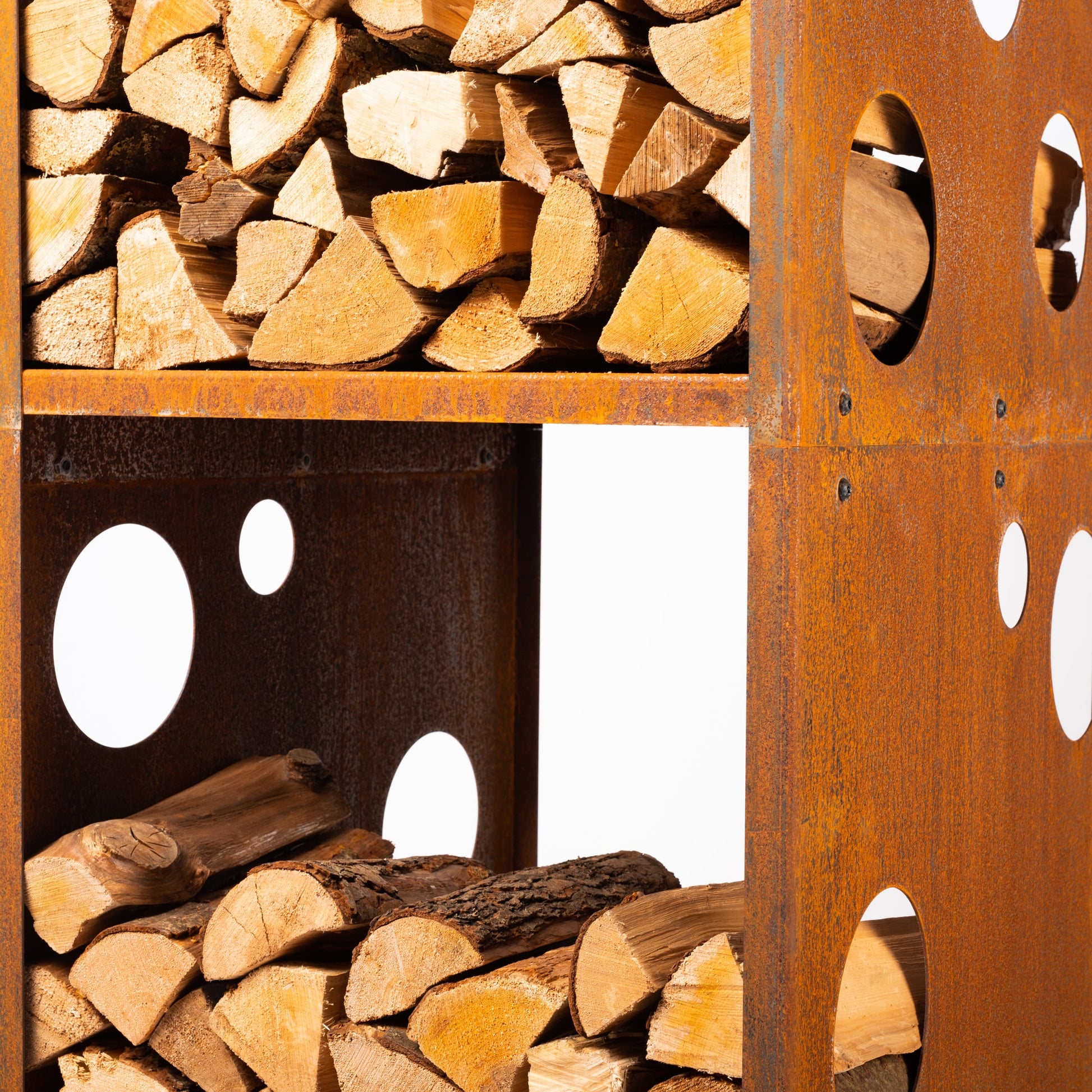 Grill Symbol - Corten Steel Firewood Rack WoodStock XL 60*74*170 cm - Timeout Gardens