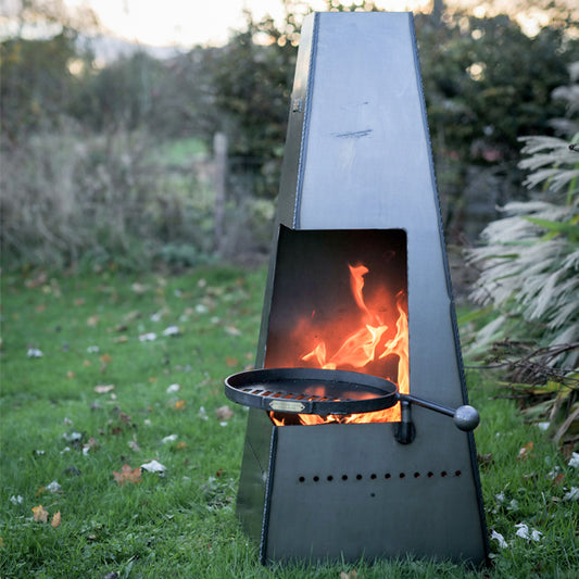 Firepits Uk - Piazza Chiminea with Swing Arm BBQ Rack - Timeout Gardens
