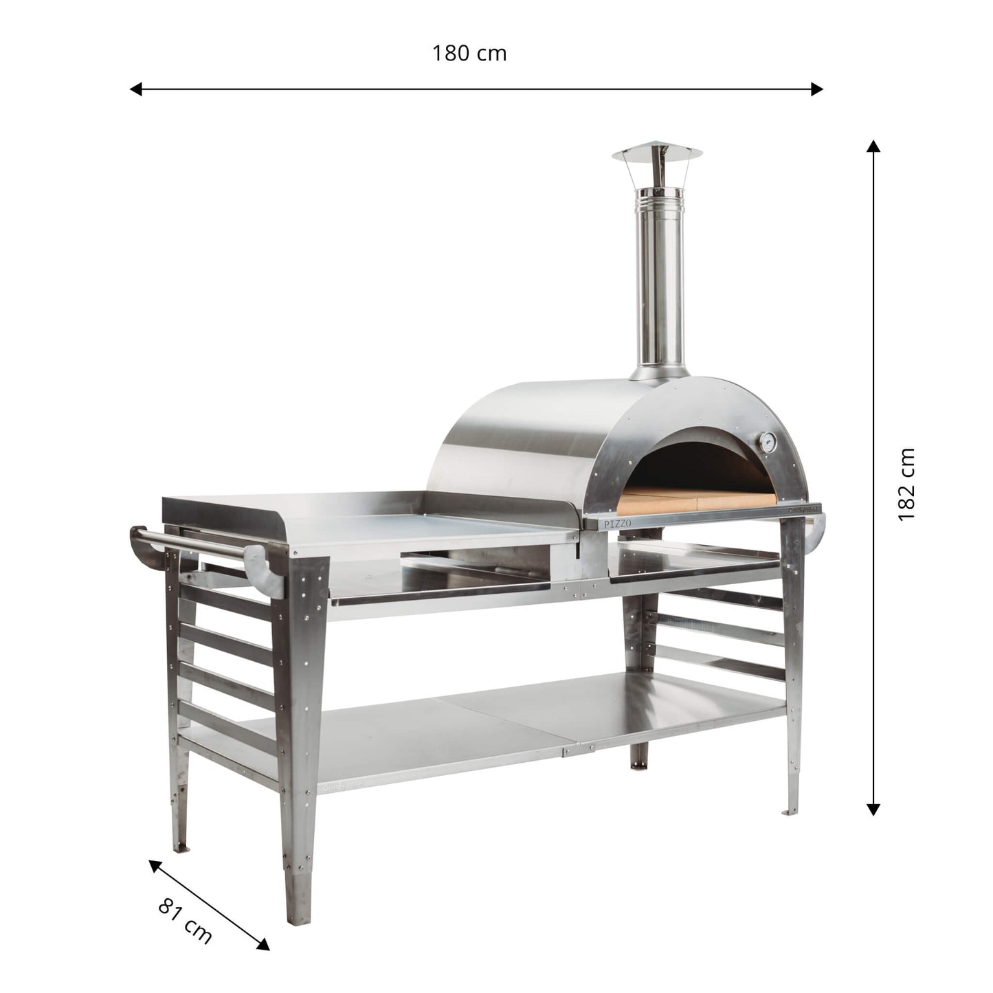 Grill Symbol - Wood Fired Pizza Oven with Stand and Side Table Pizzo-XL-Set-inox - Timeout Gardens