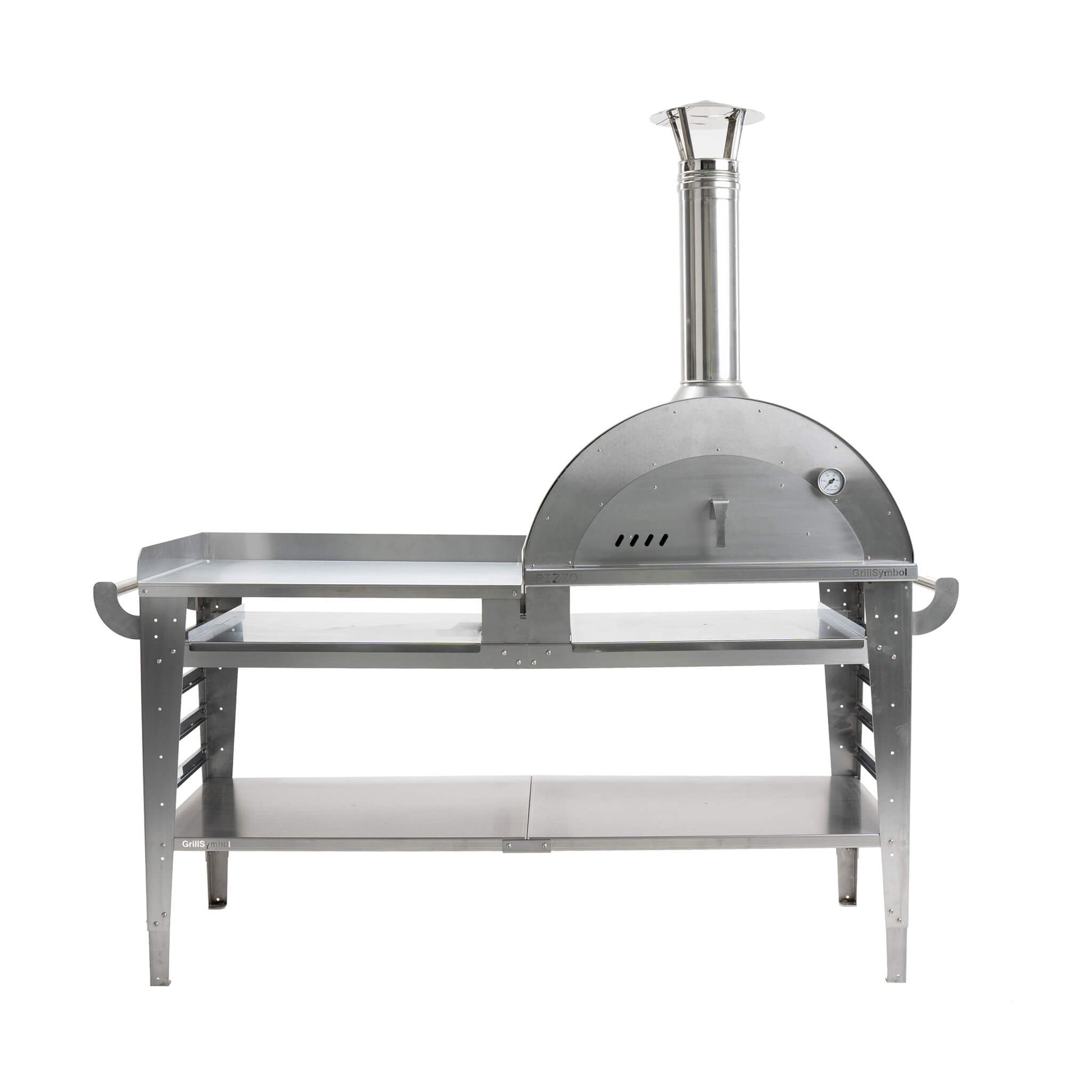 Grill Symbol - Wood Fired Pizza Oven with Stand and Side Table Pizzo-XL-Set-inox - Timeout Gardens