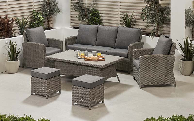 Barbados Slate Grey Outdoor 3 Seater Seating Set with Ceramic Top