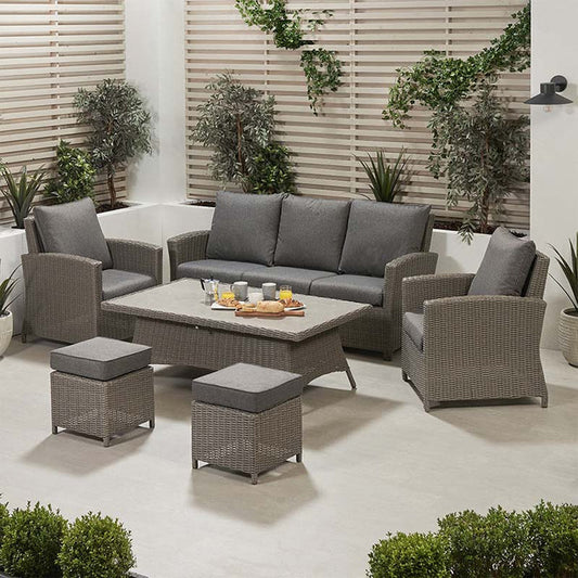 Barbados Slate Grey Outdoor 3 Seater Seating Set with Ceramic Top