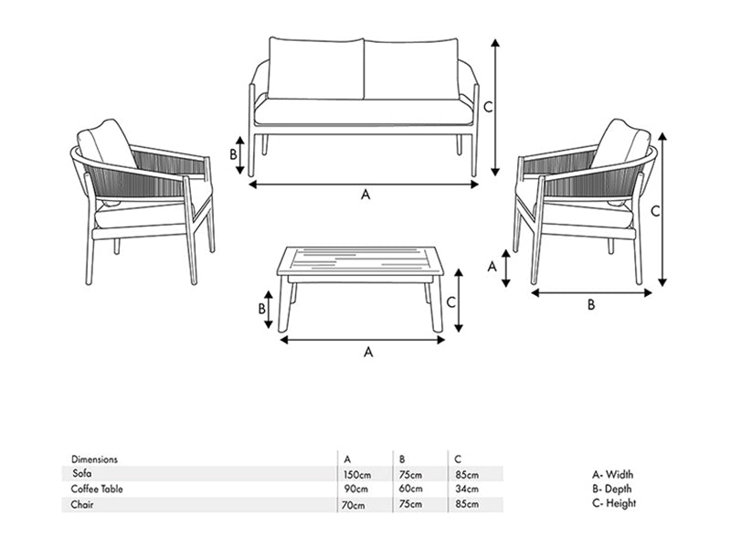 Denver Grey Outdoor Seating Set