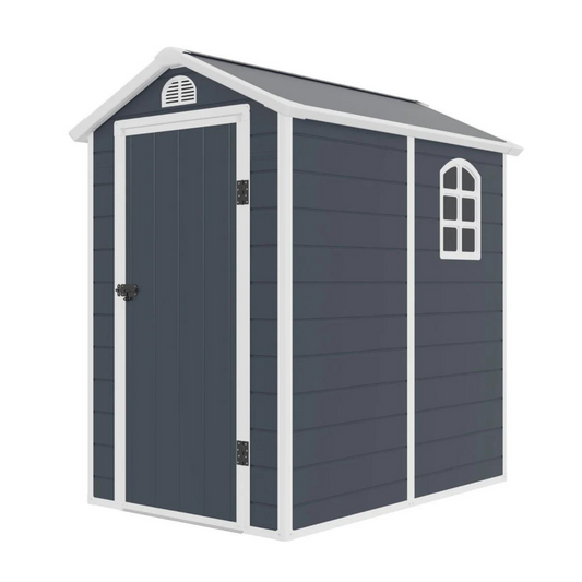 JASMINE 4x6 Plastic Apex Shed - Ash Grey with Foundation Kit