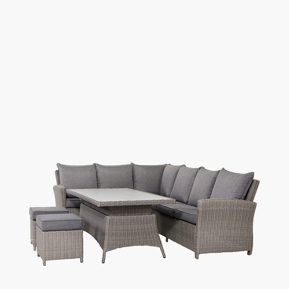 Barbados Slate Grey Outdoor Corner Seating Set Long Right with Ceramic Top