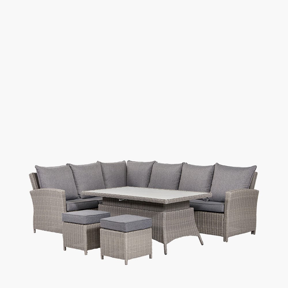 Barbados Slate Grey Outdoor Corner Seating Set Long Right with Ceramic Top