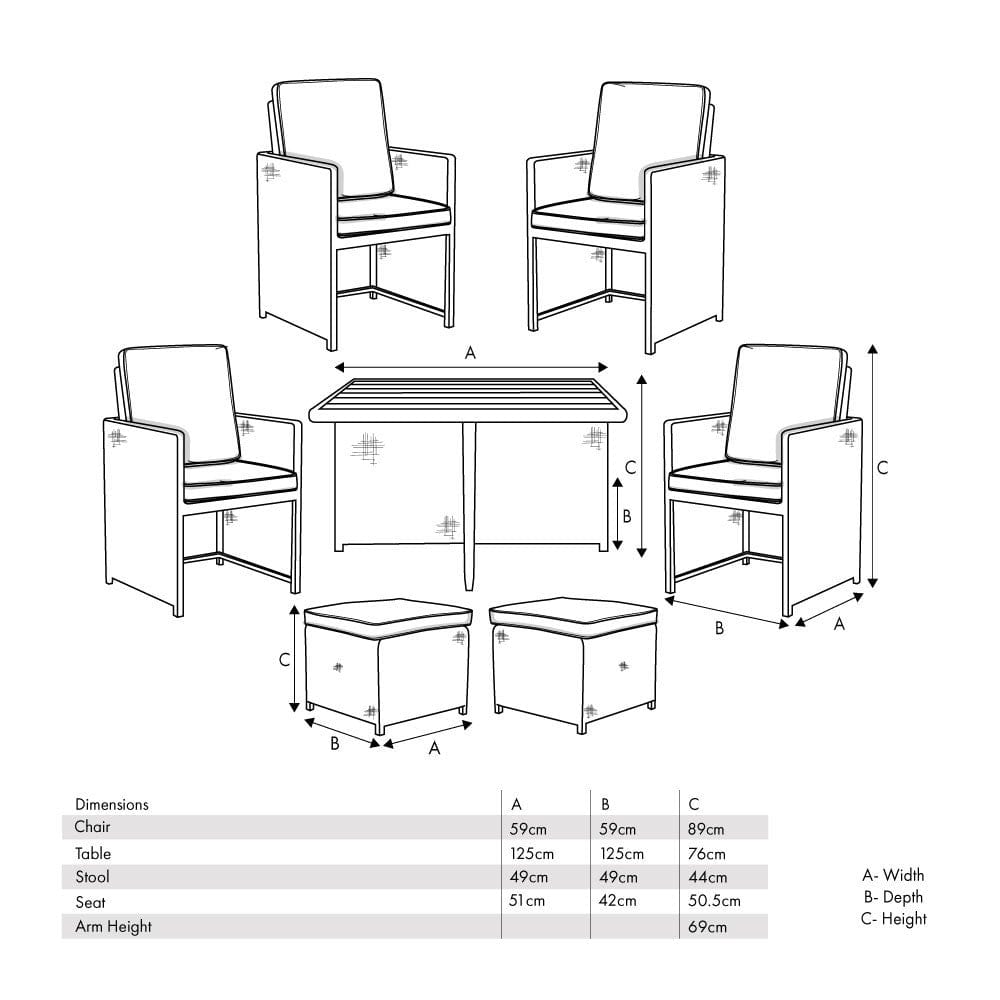 Bermuda Outdoor Cube Set with Ceramic Top